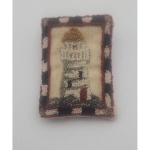 Vintage handmade fabric seaside‎ ocean LIGHTHOUSE brooch pin